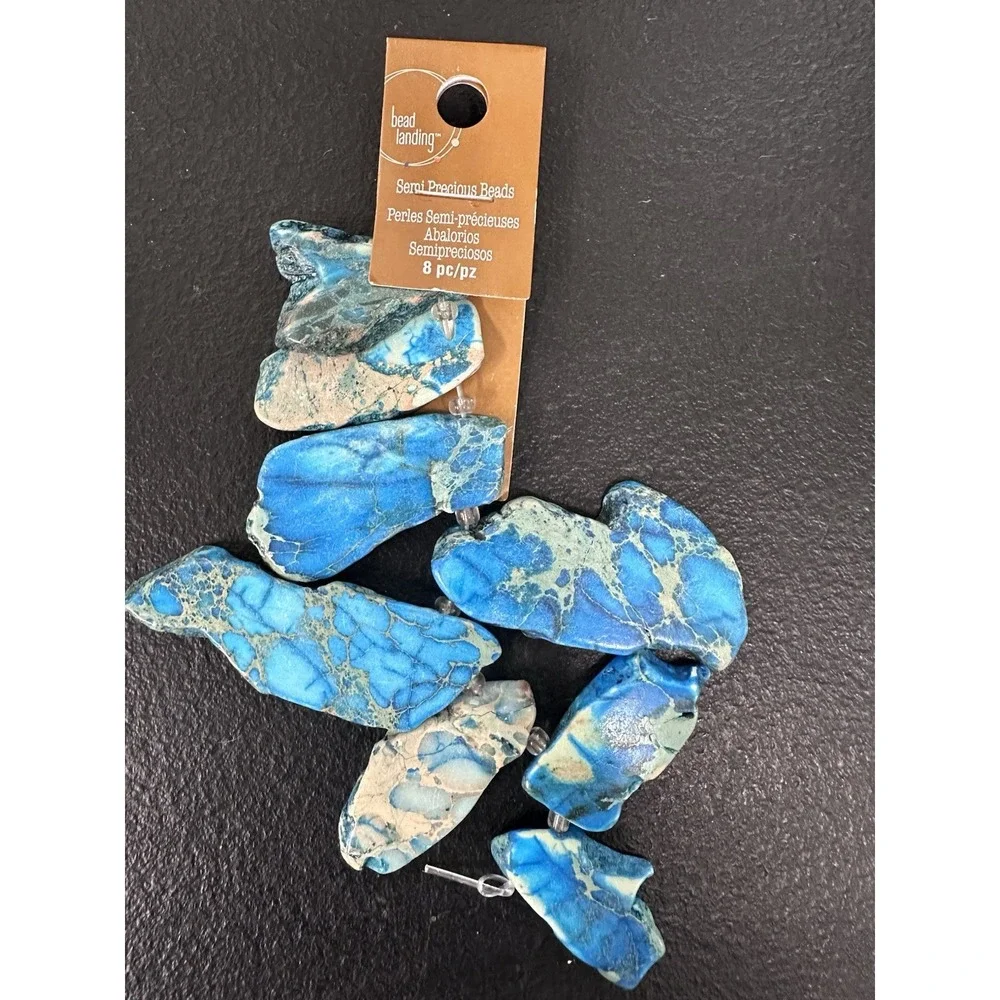 Semi Precious Sliced Jasper Blue Lot Of 5